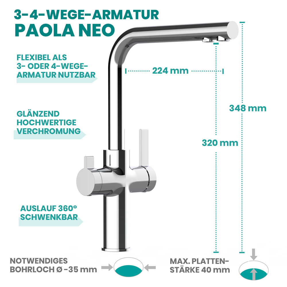 3-4-Wegehahn Paola Neo Eigenschaften