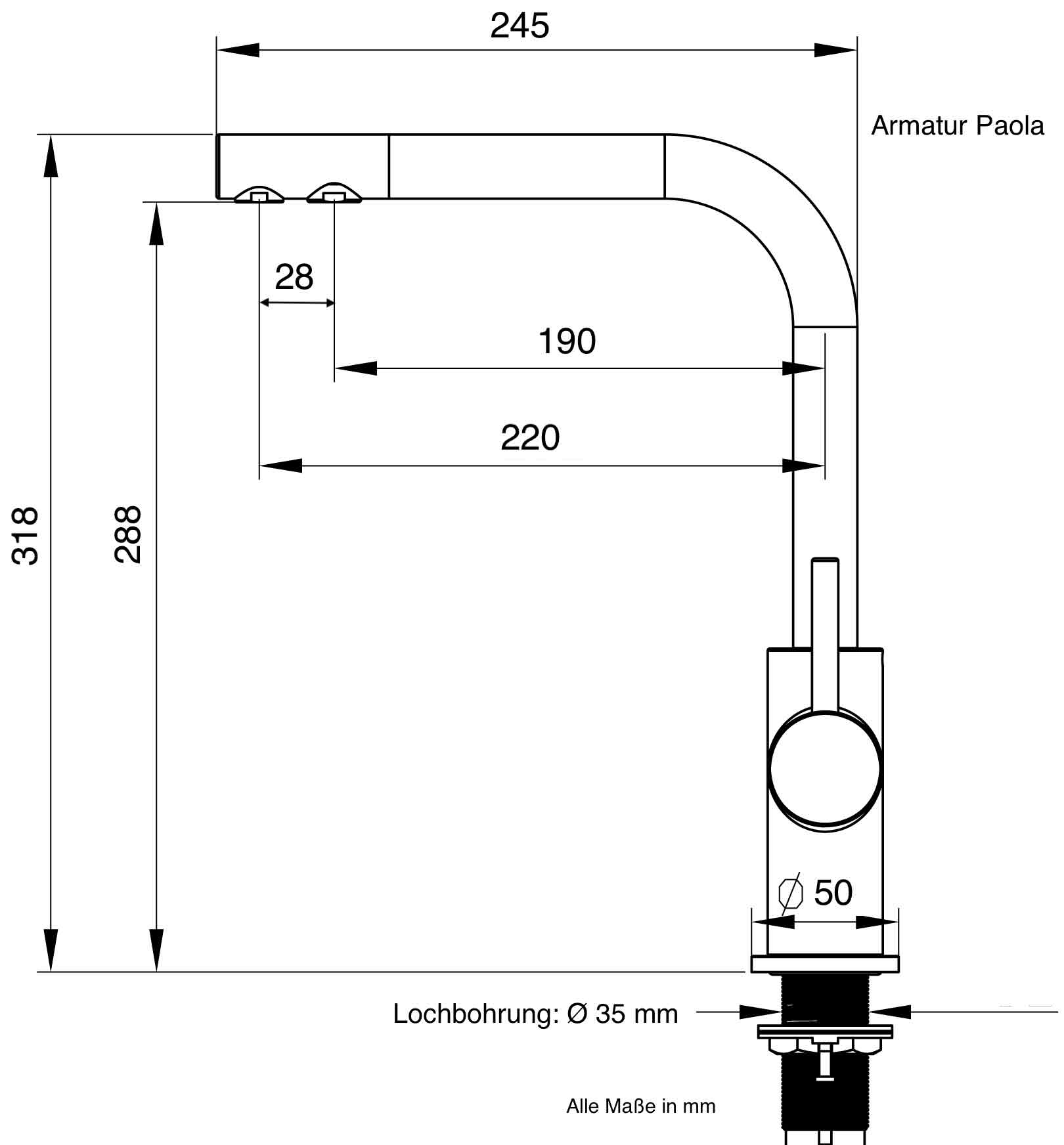 4-Wege-Niederdruck-Armatur-Paola_-Abmessungen
