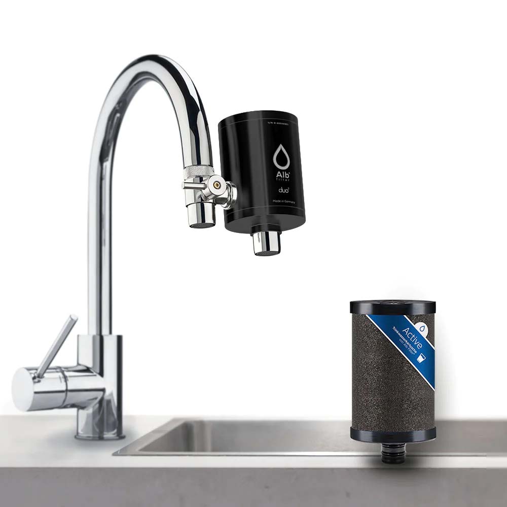 Alb DUO Wasserfilter Wasserhahn-in Schwarz-Active_am Hahn