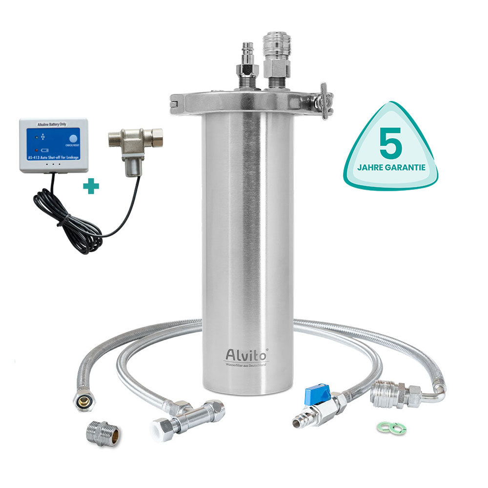 Alvito-Einbaufilter-Inox-T_aus-Edelstahl_mit-Schlauchset_Variante-SAFE