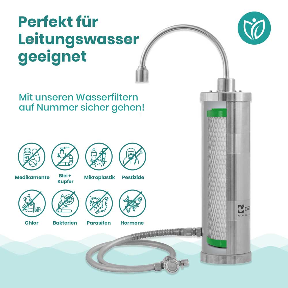 Carbonit-Auftischfilter-Sanuno-Inox-F_perfekt fuer Leitungswasser