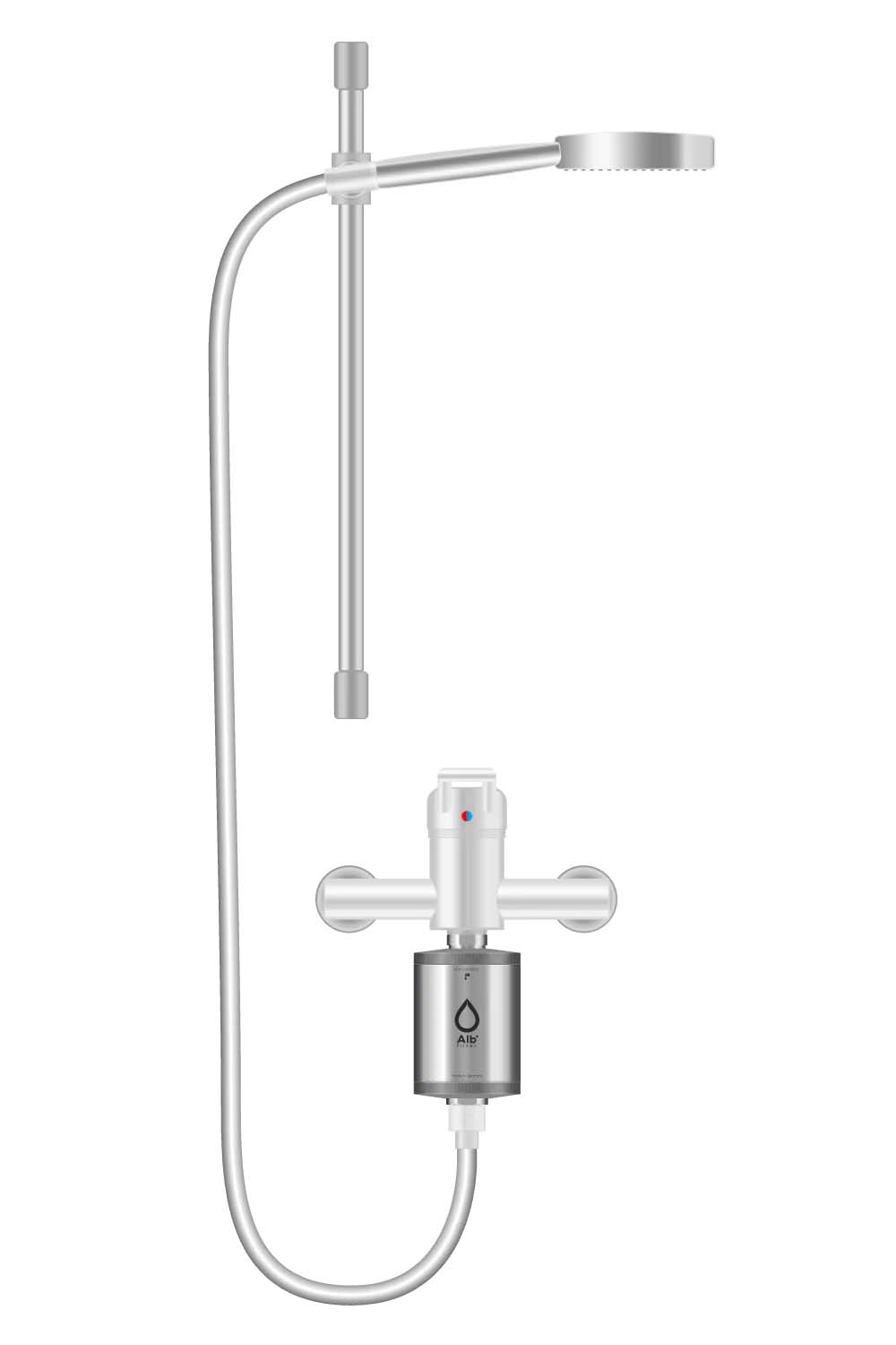 Edelstahl Duschfilter ELEMENT montiert_Alb Filter