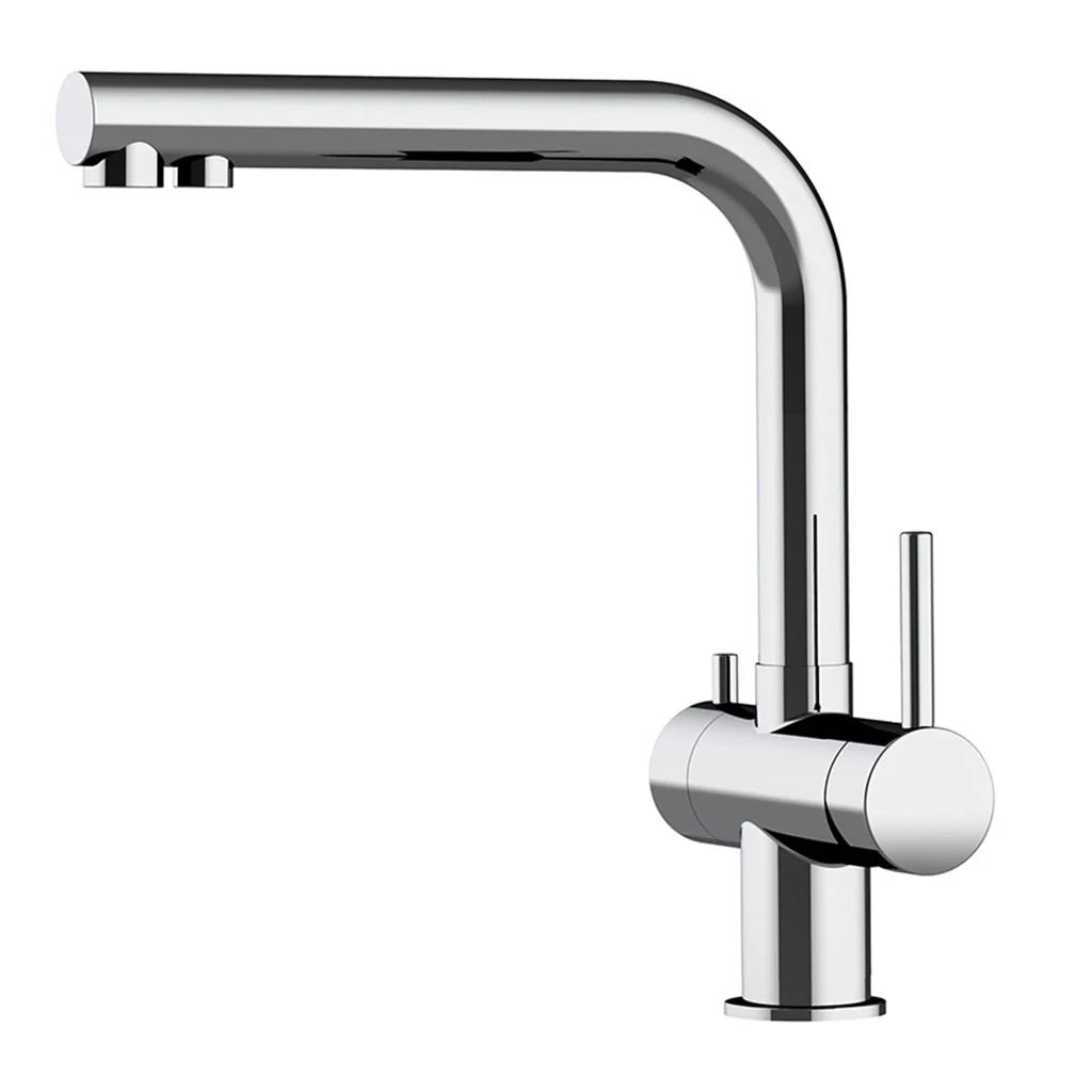 3 Wege Wasserhahn Atessa Edelstahl glänzend niedrig seitlich 2