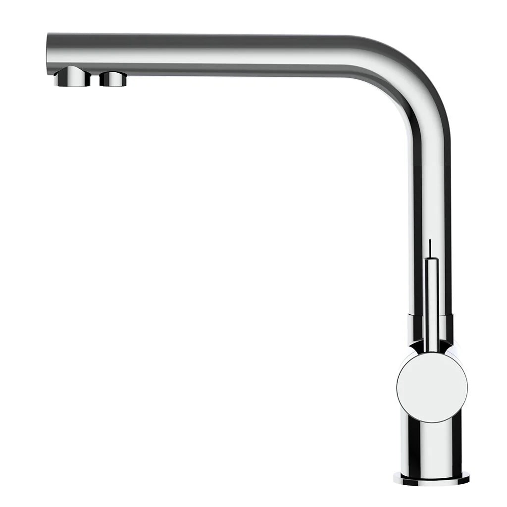 3 Wege Wasserhahn Atessa Edelstahl glänzend niedrig seitlich