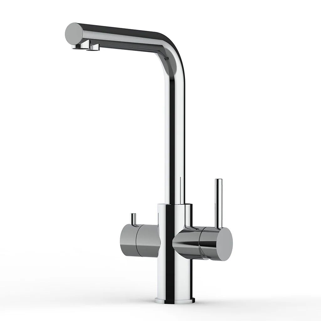 5-Wege-Armatur Lago Edelstahl glänzend hoch – Lifestyle Aufnahme moderne Küche