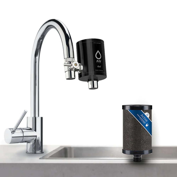 Alb DUO Wasserfilter Wasserhahn-in Schwarz-Active_am Hahn