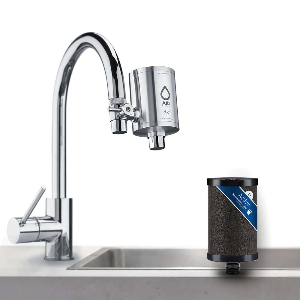 Alb DUO Wasserfilter Wasserhahn-in Silber-Active_am_Hahn