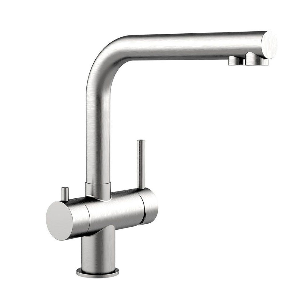 Atessa 3-Wege-Wasserhahn niedrig Edelstahl matt Bild 1