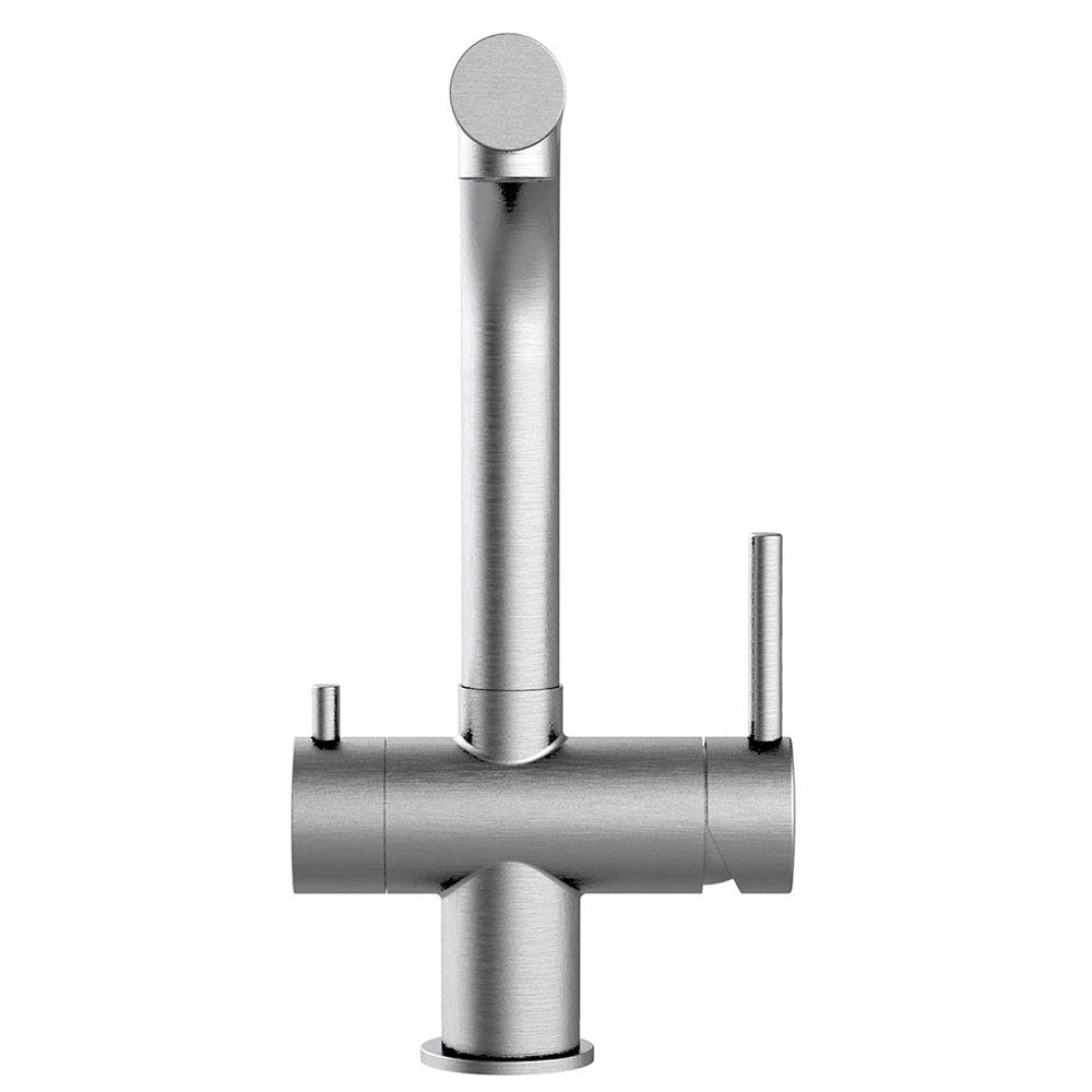 Atessa 3-Wege-Wasserhahn niedrig Edelstahl matt frontal