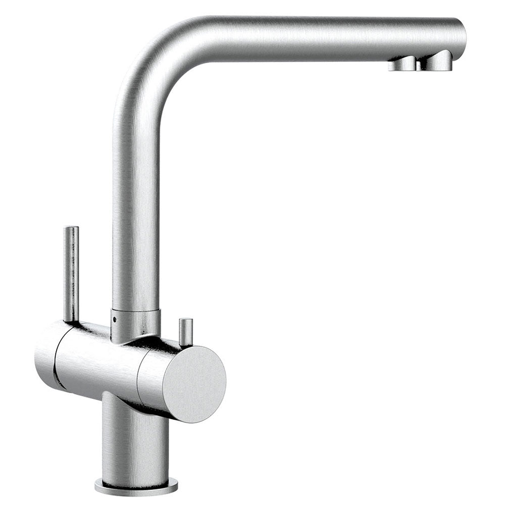 Atessa 3-Wege-Wasserhahn niedrig Edelstahl matt seitlich