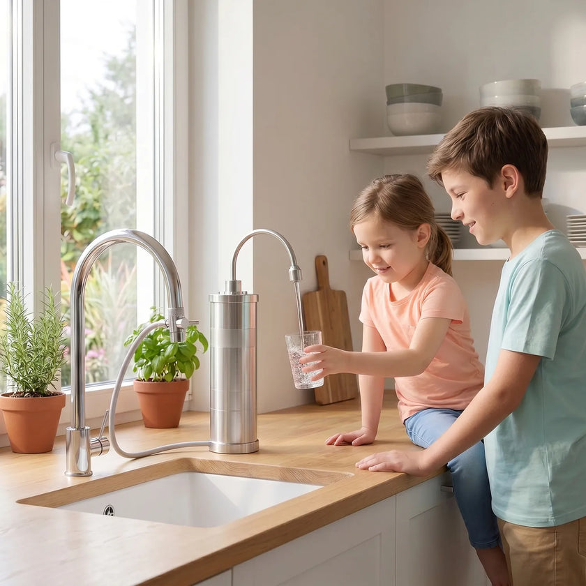 Person mit Wasserfilter von Vitalhelden